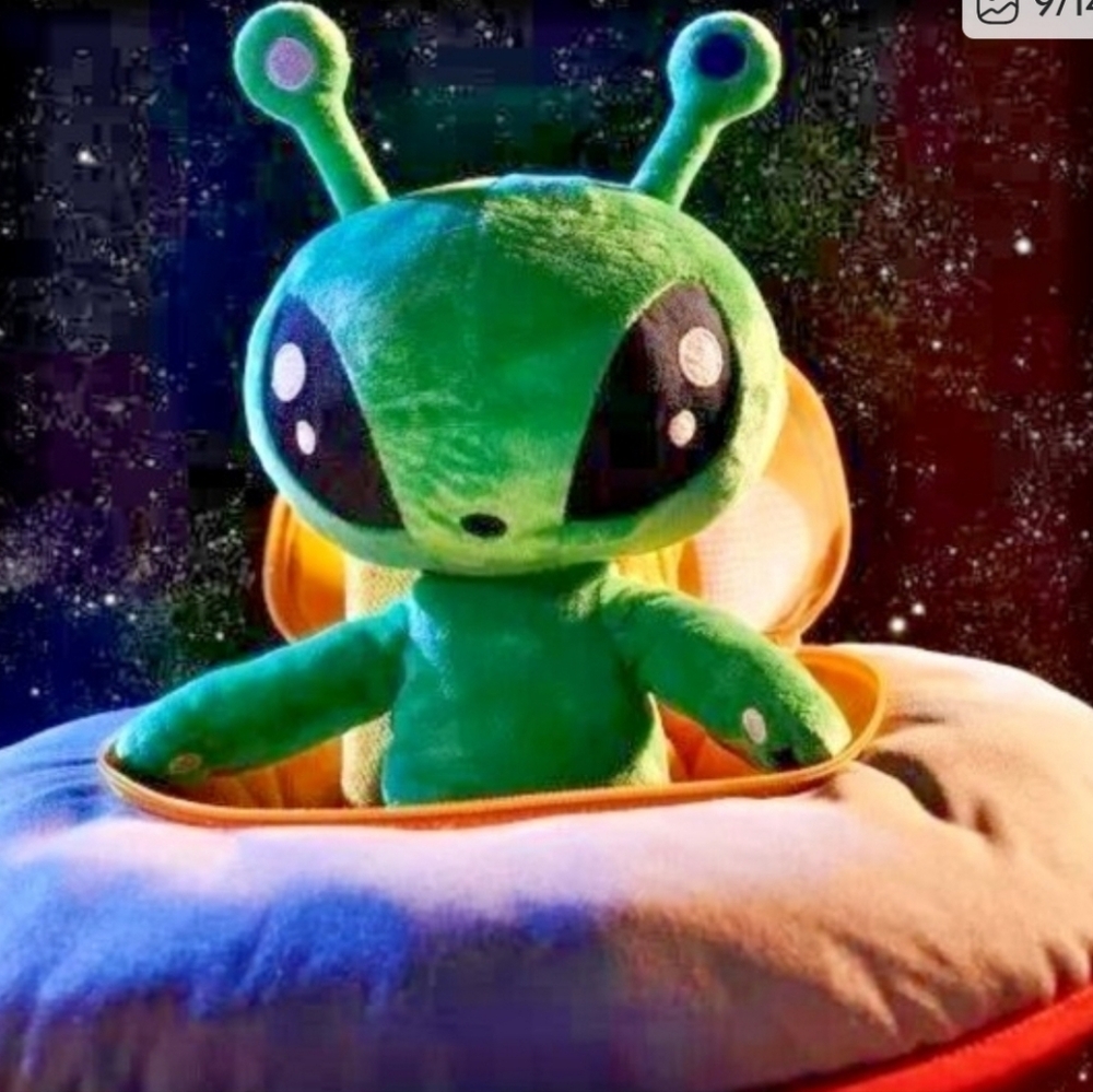 IKEA AFTONSPARV Alien with Spaceship Plush Toy Bundle